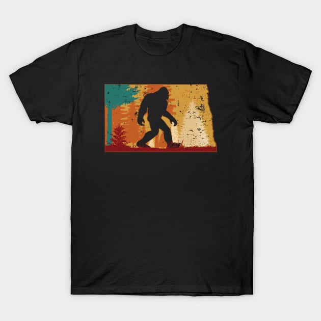 Bigfoot Retro Vintage Sasquatch North Dakota T-Shirt by ryanjaycruz